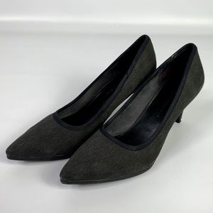 Lori Goldstein Black Washed Linen Pumps Size 9.5